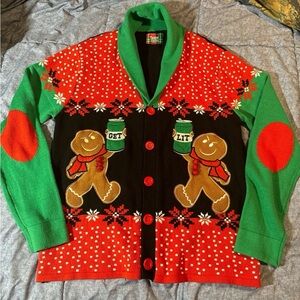 Festive Gingerbread Sweater - Red, Green, Black